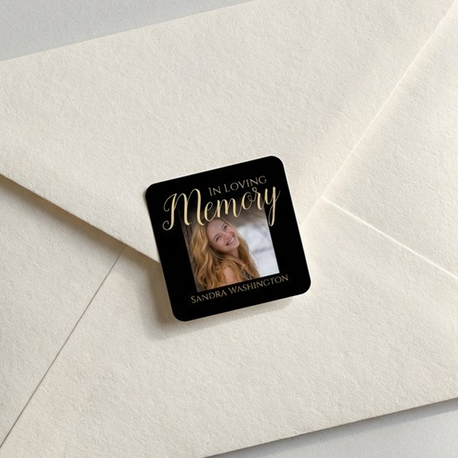 Pegatina Cuadrada Modern In Loving Memory | Photo Memorial Button (Subido por el creador)