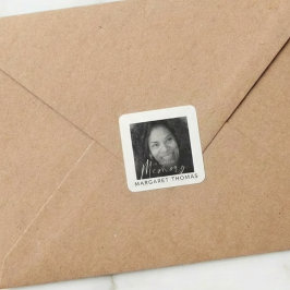 Pegatina Cuadrada Modern Memorial Photo Funeral