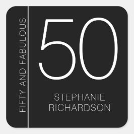 Pegatina Cuadrada Modern Minimal Fifty and Fabulous 50th Birthday
