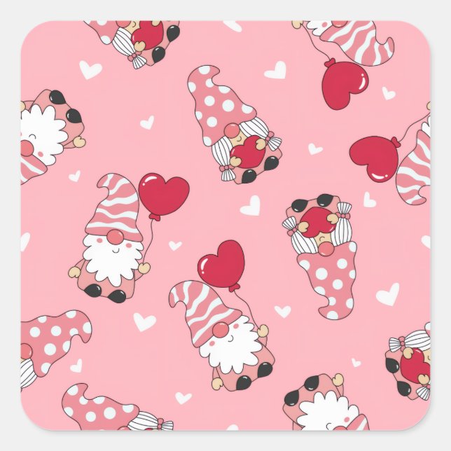 Pegatina Cuadrada Modern Minimal Red Heart Valentine’s Day Present (Anverso)