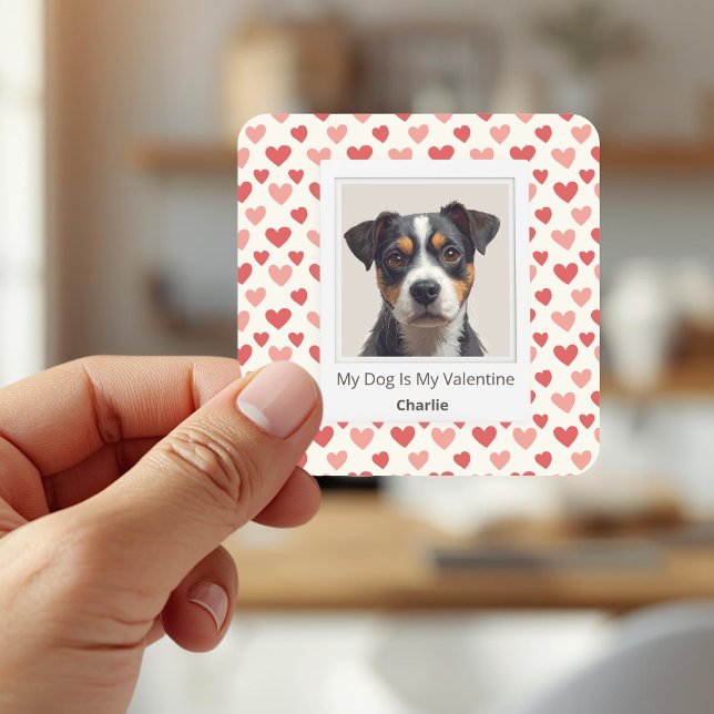 Pegatina Cuadrada Modern Personalized Dog Valentine Stickers (Subido por el creador)