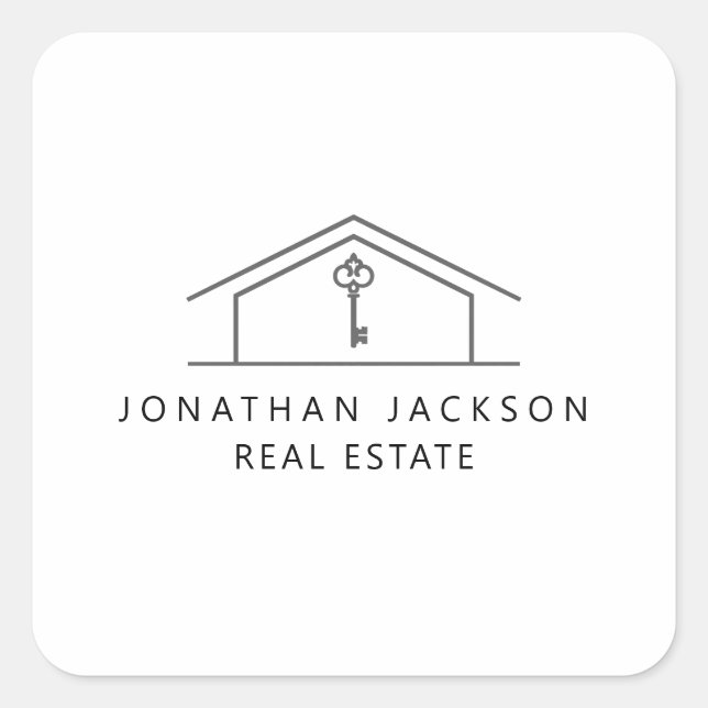 Pegatina Cuadrada Modern Realtor Home Logo  (Anverso)