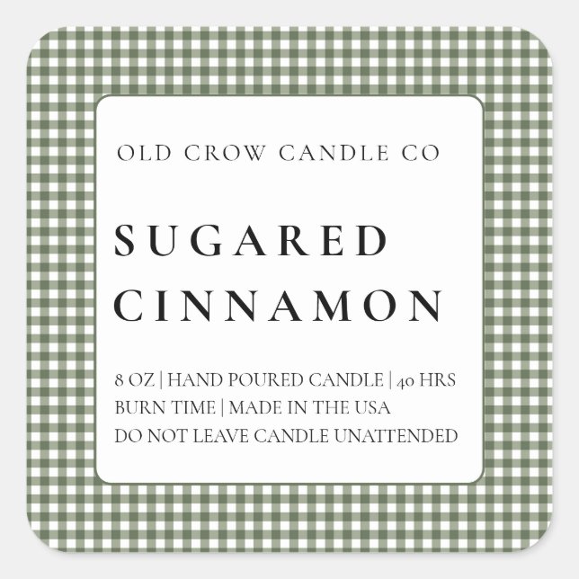 Pegatina Cuadrada Modern Rustic Homespun Minimalist Candle  (Anverso)