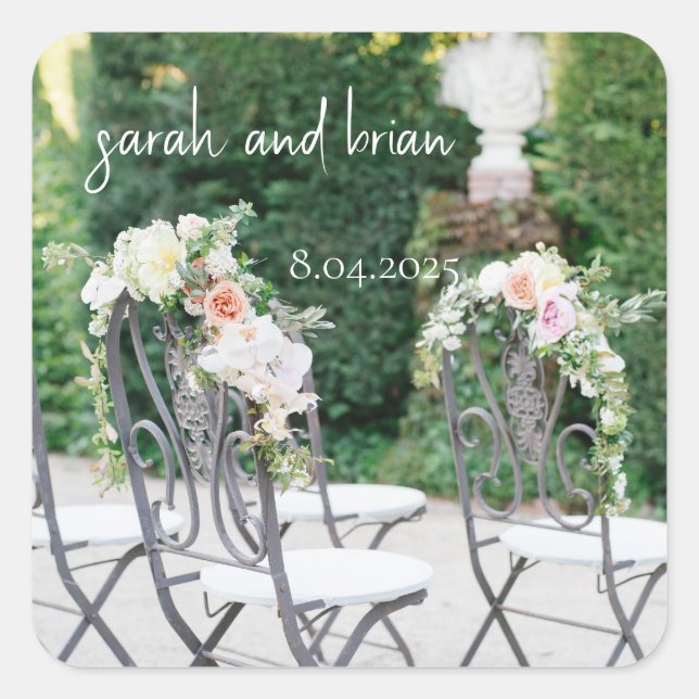Pegatina Cuadrada Modern Save the Date Personalizados Pegatinas (Anverso)