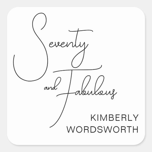 Pegatina Cuadrada Modern Seventy and Fabulous 70th Birthday Party (Anverso)