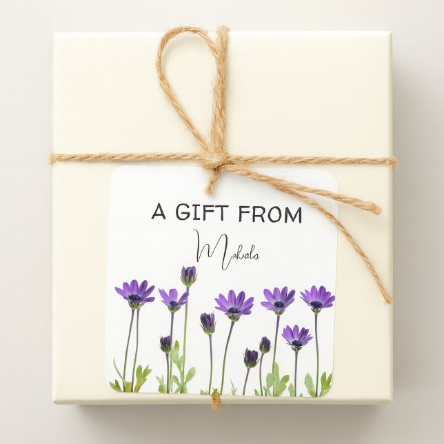 Pegatina Cuadrada Modern Simple Cute Flowers A Gift From (Subido por el creador)
