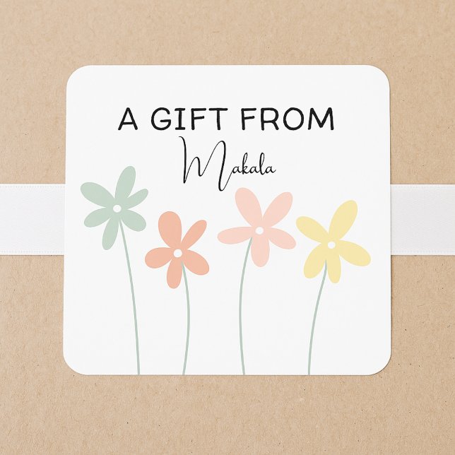 Pegatina Cuadrada Modern Simple Cute Girly Floral A Gift From  (Subido por el creador)