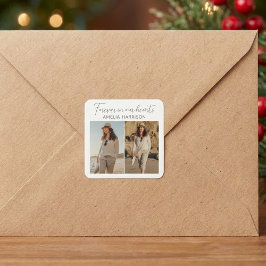 Pegatina Cuadrada Modern & Simple Photo Collage Funeral 