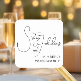 Pegatina Cuadrada Modern Sixty and Fabulous 60th Birthday Party