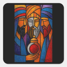 Pegatina Cuadrada Modern Stained Glass Three Wise Men