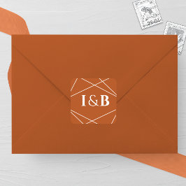 Pegatina Cuadrada Modern Terracotta and White Geometric Wedding