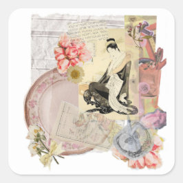 Pegatina Cuadrada Modern Ukiyo-e Art