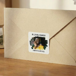 Pegatina Cuadrada Modern White Photo Funeral