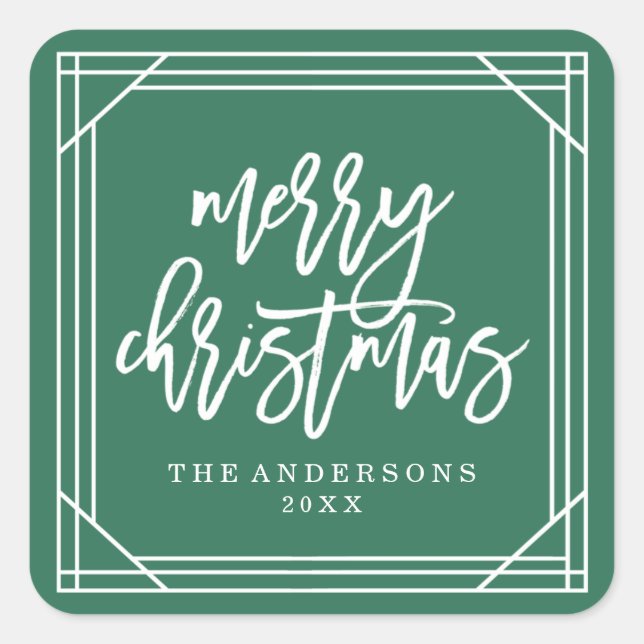 Pegatina Cuadrada Moderna decoración de arte verde | Vacaciones (Anverso)