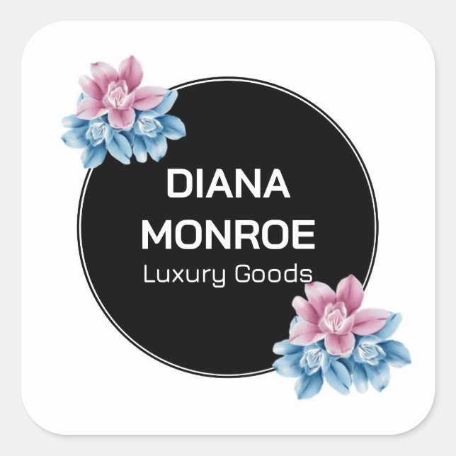 Pegatina Cuadrada Moderna decoración floral elegante (Anverso)