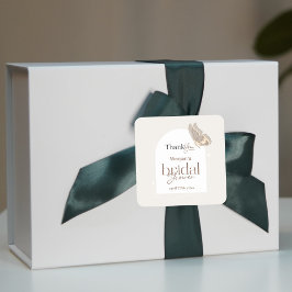 Pegatina Cuadrada Moderna ducha de novia Minimalista de mariposa bei