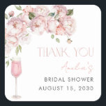 Pegatina Cuadrada Moderna Ducha De Novias De Flores Rosa Gracias<br><div class="desc">Una manera elegante de terminar la celebración con calidez y gracia. Este pegatina floral le agrega un toque personal a las bolsas de regalo, los favores de fiesta o los dulces en caja, uniendo su evento con un encanto sin esfuerzo. Perfecto para duchas, almuerzos para damas de honor o brunch...</div>