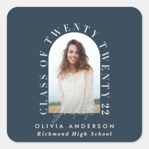 Pegatina Cuadrada Moderna graduación de arco de fotografía de tipogr