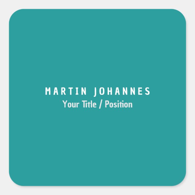 Pegatina Cuadrada Moderna Llanura Minimalista Elegante Verde Azul (Anverso)