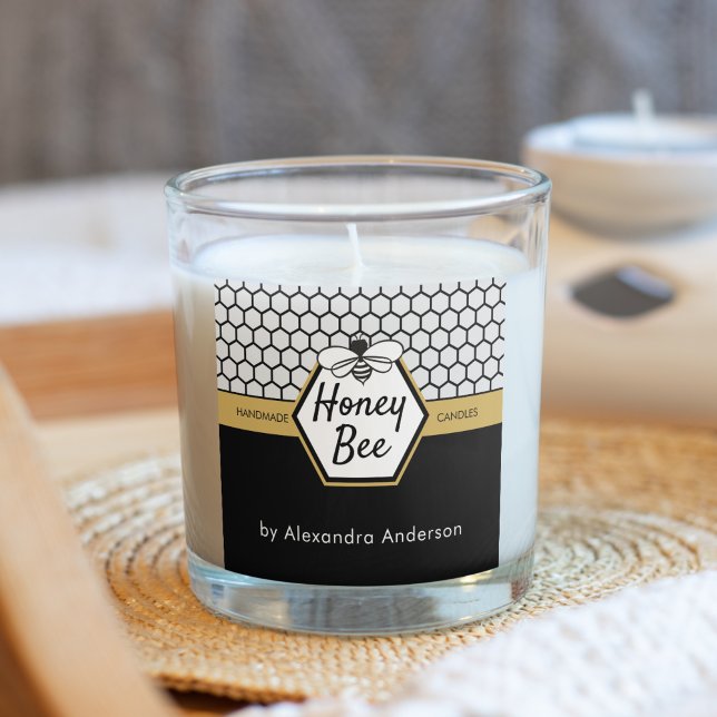 Pegatina Cuadrada Moderna miel de abeja de miel de abeja negro amari (Modern Honey Bee Apiary Honeycomb Black Yellow Square Sticker)