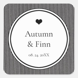 Pegatina Cuadrada Moderna Moda Clásica Boda Personalizado Favor