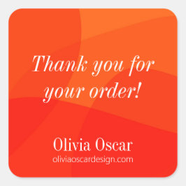 Pegatina Cuadrada Moderna Naranja Roja Única Resumen Arte Gracias