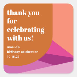 Pegatina Cuadrada Moderna Personalizado de arte de violeta morada Cu