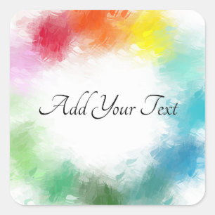 Pegatina Cuadrada Moderna plantilla de colores arcoiris manuscrita e