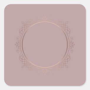 Pegatina Cuadrada Moderna plantilla Rosa Gold Blank Añadir el texto