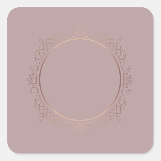 Pegatina Cuadrada Moderna plantilla Rosa Gold Blank Añadir el texto (Anverso)