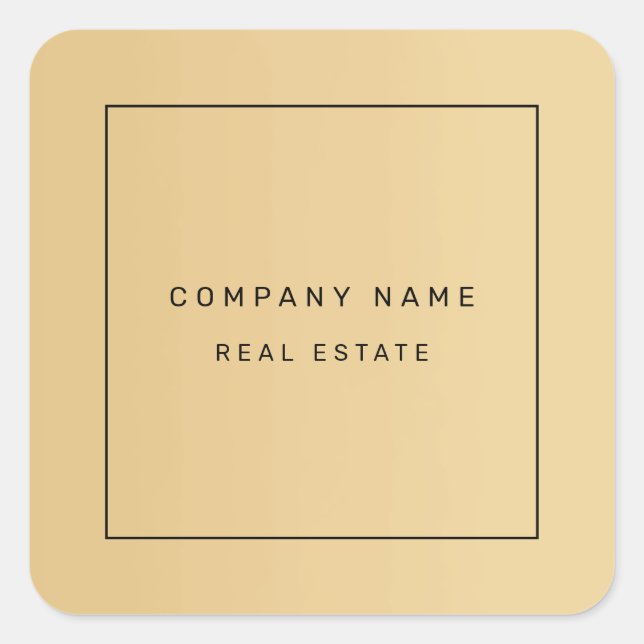 Pegatina Cuadrada Moderna propiedad inmobiliaria Minimalista Golden (Anverso)
