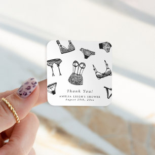 Pegatina Cuadrada Moderna Ropa de Novia con Letra de Brocha