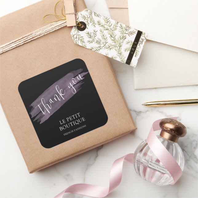 Pegatina Cuadrada Moderna tienda de paquetes de Black Gracias a ti (Regalar)