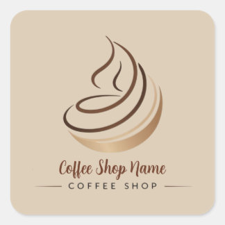 Pegatina Cuadrada Moderna tienda profesional Minimal Coffee Shop
