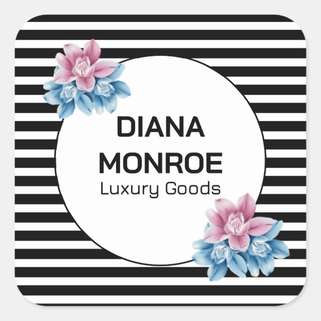 Pegatina Cuadrada Moderna Wreath floral elegante (Anverso)