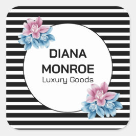 Pegatina Cuadrada Moderna Wreath floral elegante