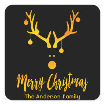 Moderna y divertida Santa Reindeer faux gold sobre