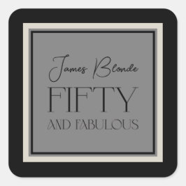 Pegatina Cuadrada Moderna y elegante caligrafía Unisex Cincuenta y F