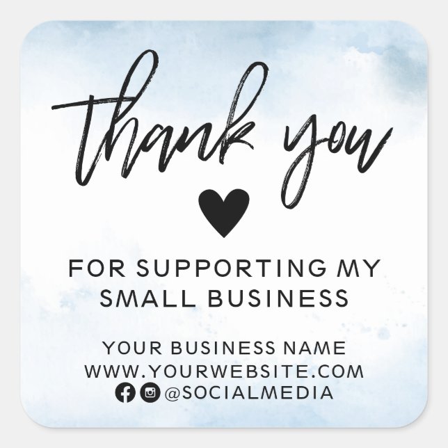 Pegatina Cuadrada Modernas acuarelas Azules (Anverso)