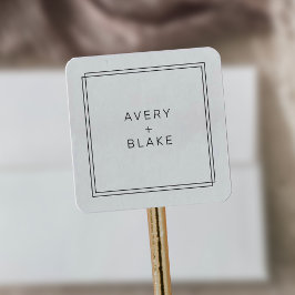 Pegatina Cuadrada Modernas etiquetas de boda Minimalista / AVERY Sui