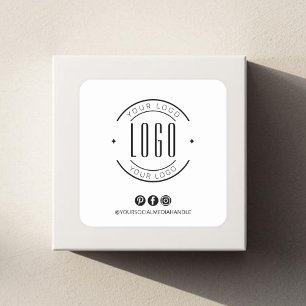 Pegatina Cuadrada Moderno añade tu logo pequeña empresa redes social