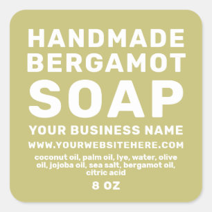 Pegatina Cuadrada Moderno Bergamot de fabricación casera Jabón de ol
