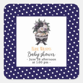 Pegatina Cuadrada Moderno bizcocho acuático ducha bebé2