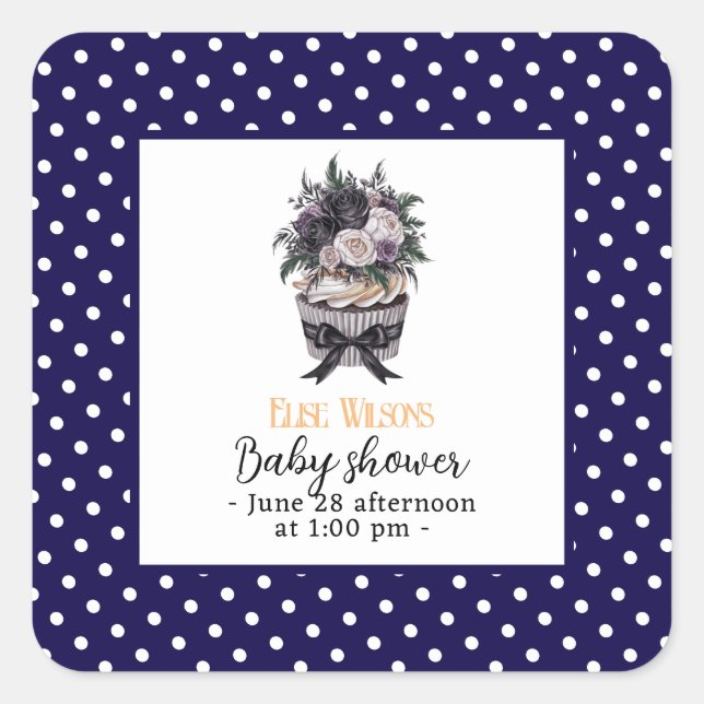 Pegatina Cuadrada Moderno bizcocho acuático ducha bebé2 (Anverso)