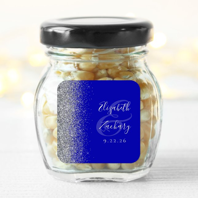 Pegatina Cuadrada Moderno Boda del borde del Purpurina Royal Blue Si (Subido por el creador)
