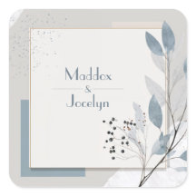 Moderno Boda geométrico geométrico azul neutro