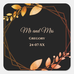 Pegatina Cuadrada Moderno Boho botánico elegante otoño