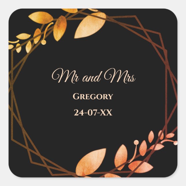 Pegatina Cuadrada Moderno Boho botánico elegante otoño (Anverso)