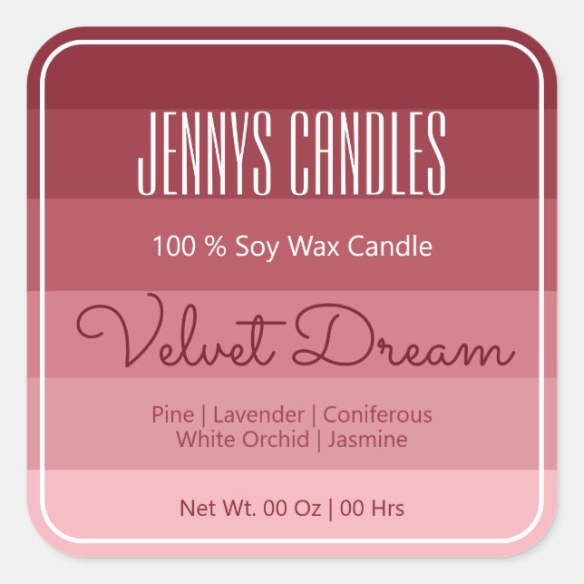 Pegatina Cuadrada Moderno borde cuadrado Pastel Arcoiris Ombre Borgo (Anverso)