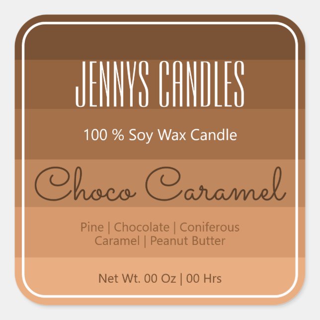 Pegatina Cuadrada Moderno borde cuadrado Pastel Arcoiris Ombre Marró (Anverso)